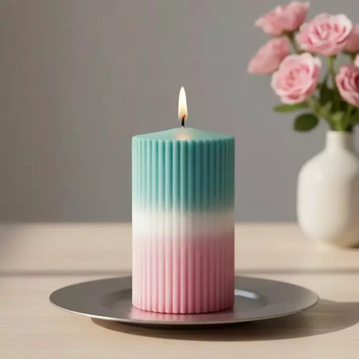 Dip dye vekkikynttilä turkoosi, marjapuuro 12 cm - Dip dye -raitakynttilät - 14604V-1992 - 1