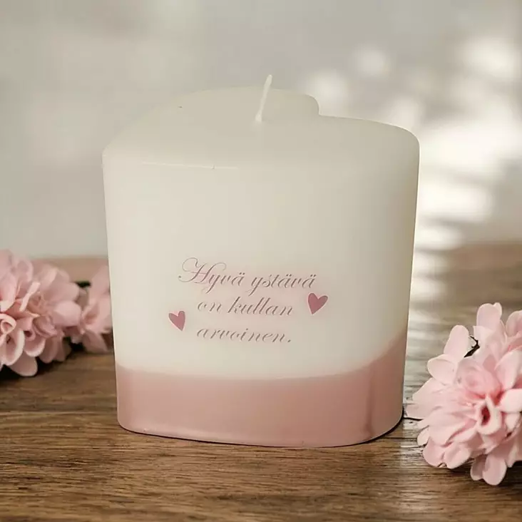 Hyvä ystävä on kullan arvoinen, vanha roosa - Ystävänpäiväkynttilät - 2714108ys85-2 - 1