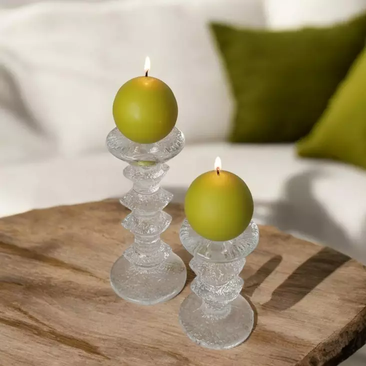 Jalallinen pallokynttilä, oliivi, 2 kpl/pkt - Pallokynttilät - 1402032 - 1