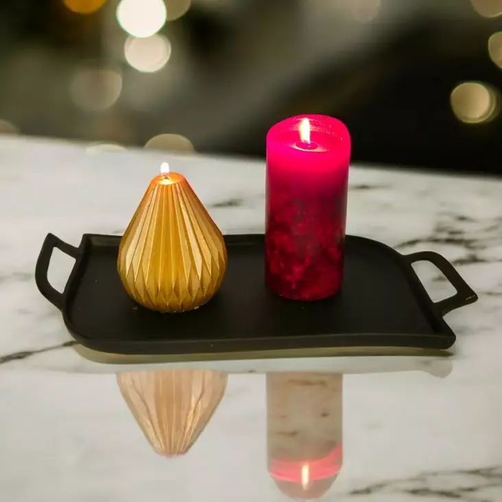 Kynttilälautanen kahvoilla, valurautaa 30 cm x 16,5 cm - Kynttilälautaset - 4091112 - 1