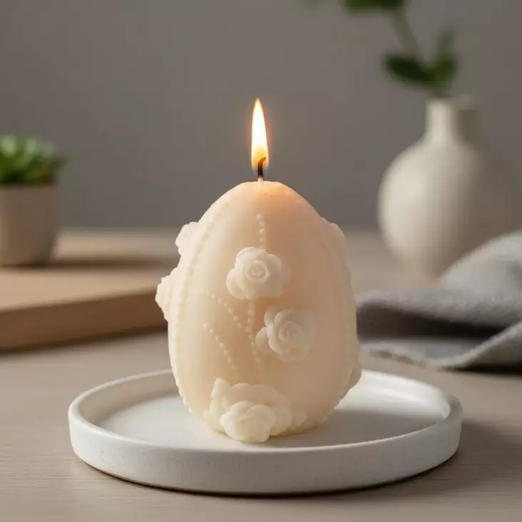 Munakynttilä, soijavaha, kerma - Soijavahakynttilät - 281401702 - 1