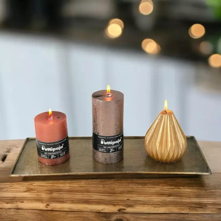 Neliskulmainen messinki tarjotin 40x15 cm - Metalliset kynttilänaluset - 4098732 - 1