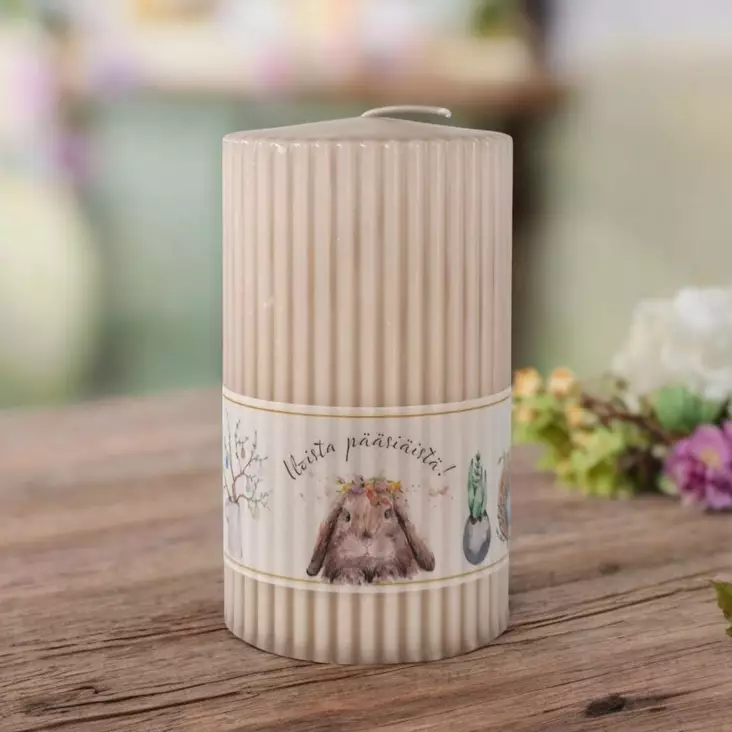 Vekkikynttilä pääsiäistervehdyksellä, puuteri - Pääsiäiskynttilät - 14604V-28PA2 - 1