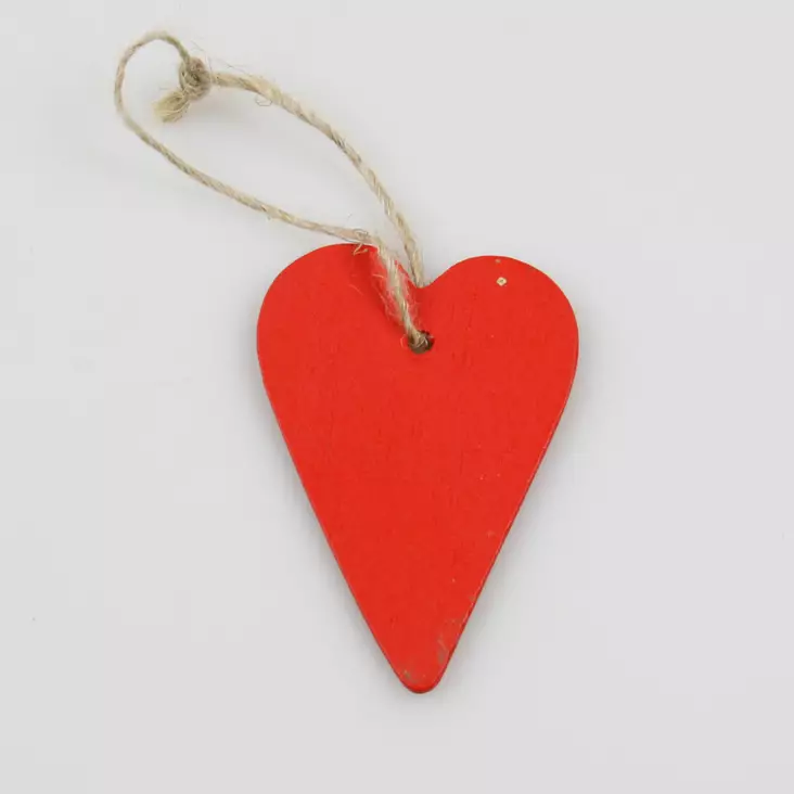 Puinen sydänkoriste, punainen, 20 kpl/pss - Pakettikoristeet - 542169-12 - 1