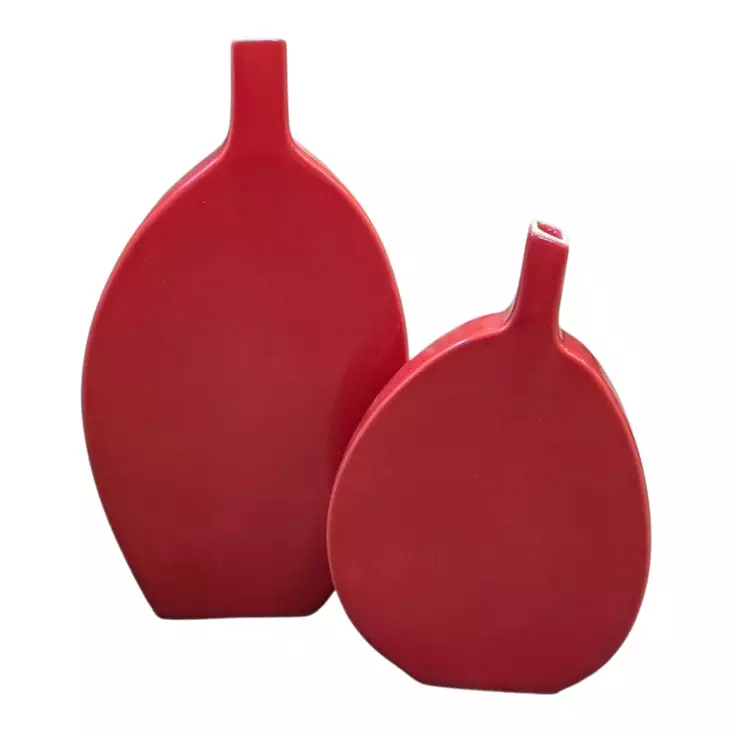 Punainen litteä maljakko iso ja pieni - Maljakot - 42380-42372 - 1