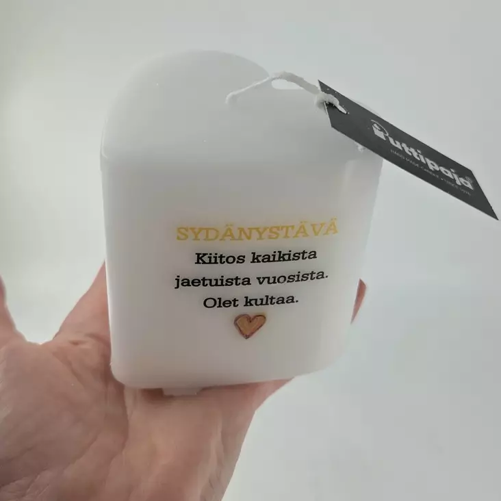 Puttipaja Sydänkynttilä – Sydänystävä - Kiitos kaikista jaetuista vuosista. Olet kultaa. - Ystävänpäiväkynttilät - 2714108ys-SY-2 - 1