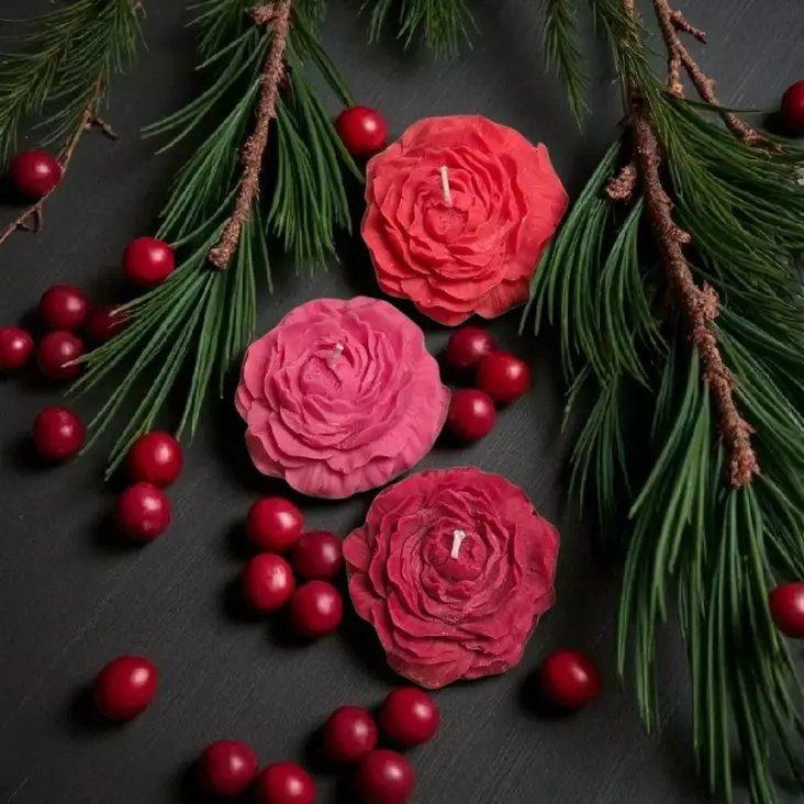 Soijavaha Pioni-kynttilät 3 kpl, punaiset - Soijavahakynttilät - 28065-138592 - 1