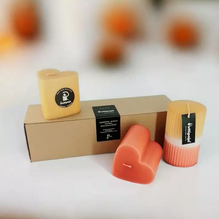 Lahjapaketti: Sydän+ dip dye vekki, syksy - Kynttiläpaketit - 85-7802 - 1