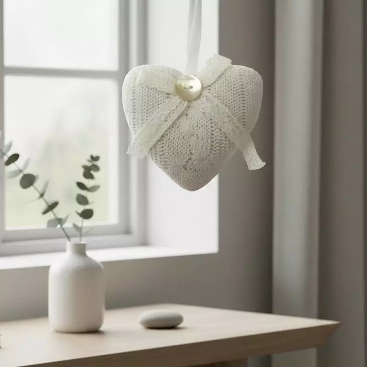 Sydänkoriste, tuoksu neulottu 11 cm, ker - Nauhat, köynnökset ja härpäkkeet - 350013-02 - 1