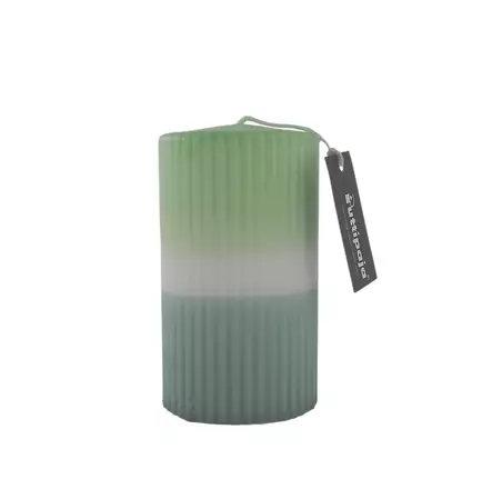 Dip dye vekkikynttilä lehmus, salvia 12 cm - Dip dye -raitakynttilät - 14604v-0933 - 1