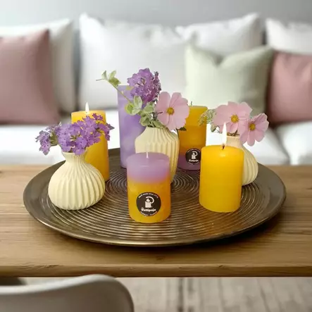 Raitakynttilä tikkari, keltainen - Raidalliset pöytäkynttilät - 16704-ti-0523 - 1