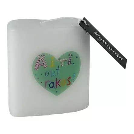 Sydänkynttilä – Äiti, olet rakas (värikäs sydänkuvio) - Äitienpäiväkynttilät - 2714108ai-sy-33 - 2