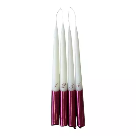 Dip dye Adventti -antiikkikynttiläpakkaus, viini 4kpl/pkt - Adventtikynttilät - 19010-ad-13 - 2