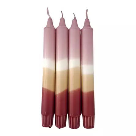 Dip dye kruunukynttilä vanharoosa, okra, viini 4 kpl - Dip Dye kruunukynttilät - 14013-850413-4 - 1