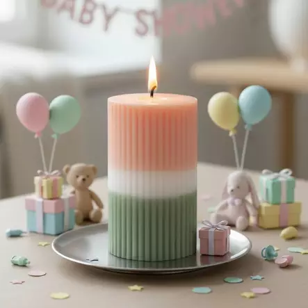 Dip dye vekkikynttilä aprikoosi, salvia 12 cm - Dip dye -raitakynttilät - 14604V-0633 - 2