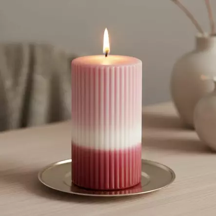 Dip dye vekkikynttilä vanharoosa, viini 12 cm - Dip dye -raitakynttilät - 14604v-8513 - 1