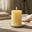 Raitakynttilä kerma-vaaleankeltainen 10 cm - Raidalliset pöytäkynttilät - 16704-0203 - 1