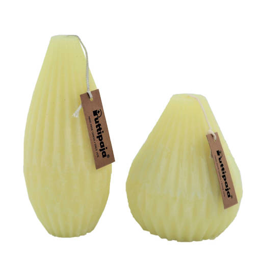 Pisara-kynttilät, vaaleankeltainen, kaksi kokoa - Läpivärjätyt muotokynttilät - 1550603 - 2