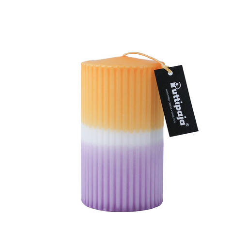 Dip dye vekkikynttilä keltainen, lila 12 cm - Dip dye -raitakynttilät - 14604V-0523 - 1