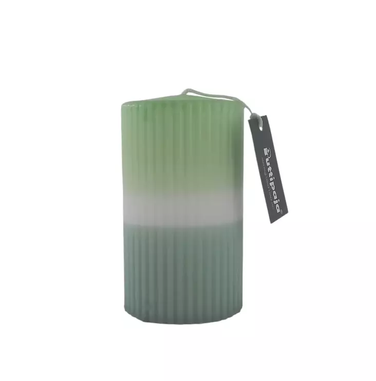 Dip dye vekkikynttilä lehmus, salvia 12 cm - Dip dye -raitakynttilät - 14604v-0933 - 1