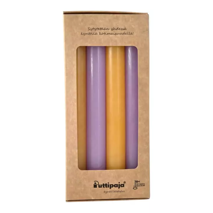 Kruunukynttiläpakkaus keltainen ja lila - Läpivärjätyt kruunut - 15013-4-0523 - 1