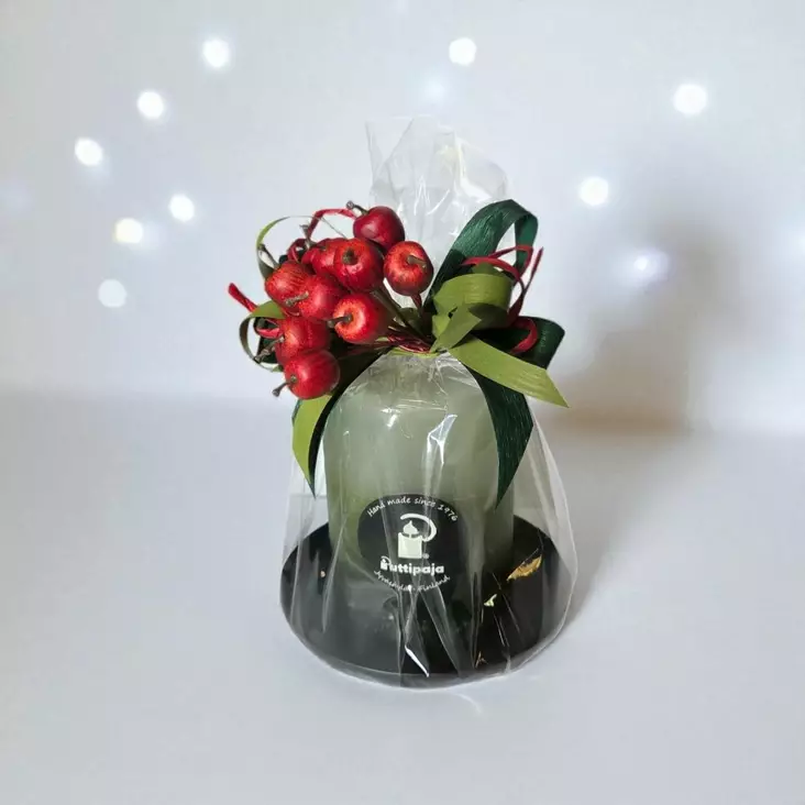 Valmis lahja: karviaisraitakynttilä 10 cm ja alunen - Valmiit lahjapaketit - 79-40-1111572-33 - 1