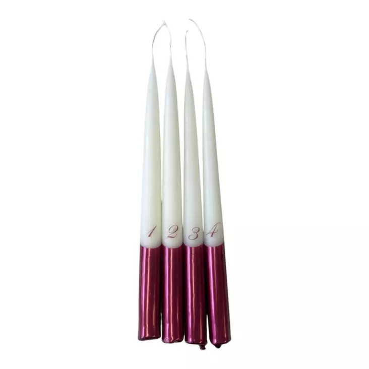Dip dye Adventti -antiikkikynttiläpakkaus, viini 4kpl/pkt - Adventtikynttilät - 19010-ad-13 - 1