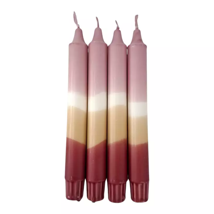 Dip dye kruunukynttilä vanharoosa, okra, viini 4 kpl - Dip Dye kruunukynttilät - 14013-850413-4 - 1