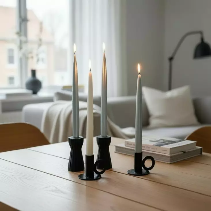 Helmiäishohtoinen antiikkikynttilä 30cm, 2 paria/pkt, salvia ja puuteri - Antiikkikynttilät - 19010-4333 - 1