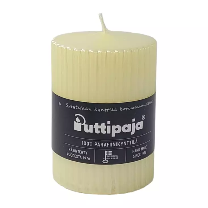 Helmiäishohto vekki kynttilä, 10 cm, vaaleankeltainen - Metallihohtokynttilät - 19605V03 - 2