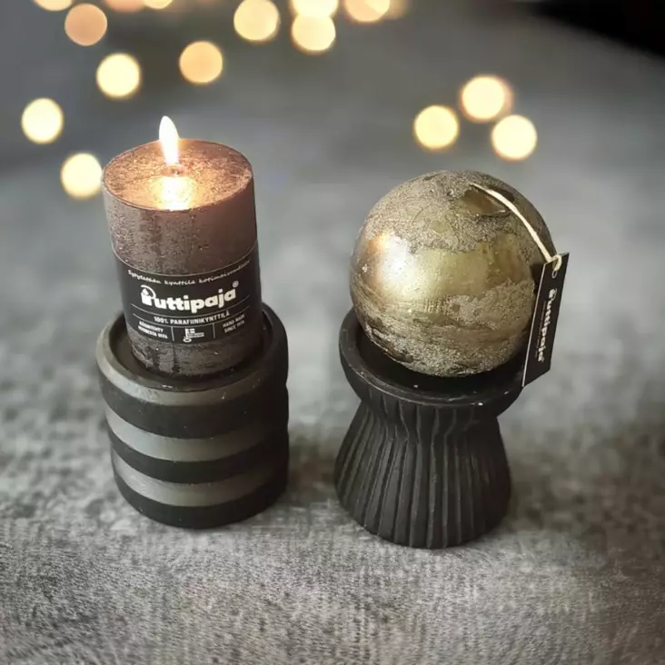 Italo kynttilänjalka 9x10cm musta, pyöreä - Kynttilänjalat pöytäkynttilöille - 409027-1144663 - 1