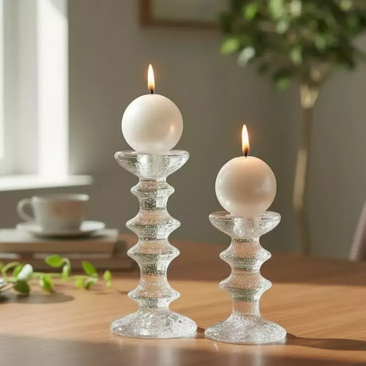 Jalallinen pallokynttilä, helmiäinen, 2 kpl/pkt - Metallihohtokynttilät - 1902043 - 1