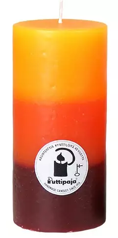 Läpiv. PK 7x15cm, 3raita mandariini - Raidalliset pöytäkynttilät - 1670504-3 - 1