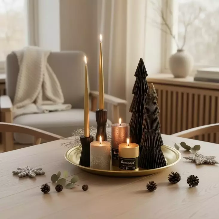 Milos metallinen tarjotin kulta 45 cm - Kynttilälautaset - 40-1165843 - 1