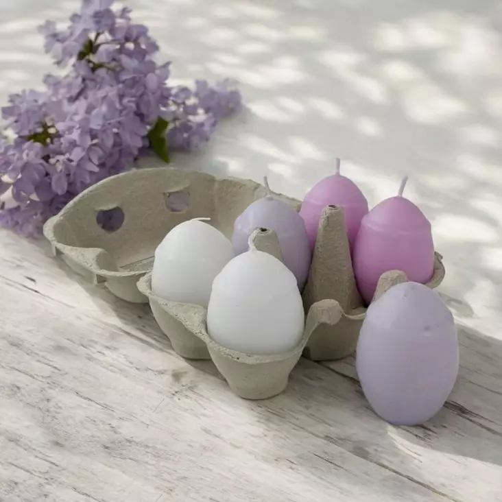 Munakynttilät, 6 kpl, lila lajitelma - Muotokynttilät - 14016-6-23 - 1
