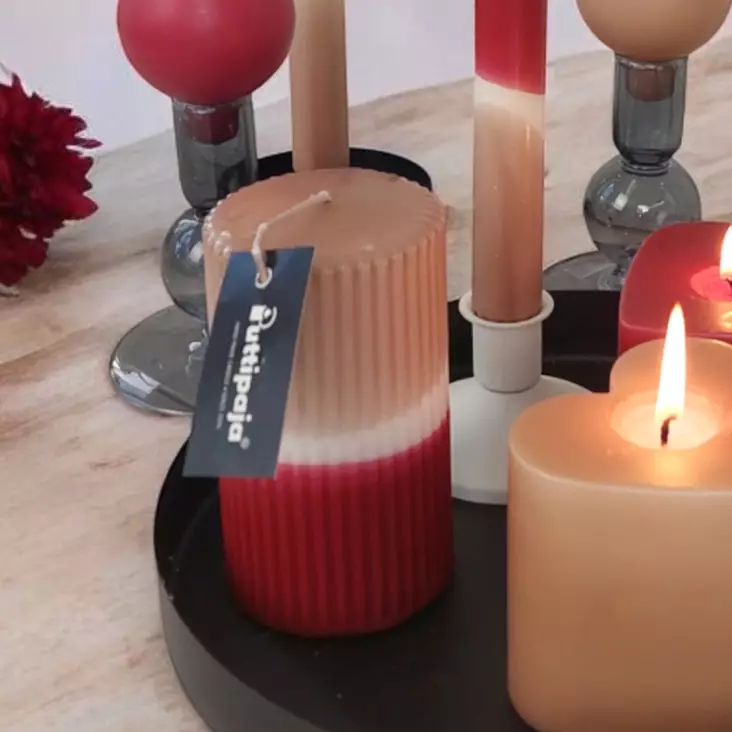 Dip dye vekkikynttilä kaakao, viini 12 cm - Dip dye -raitakynttilät - 14604V-2613 - 1