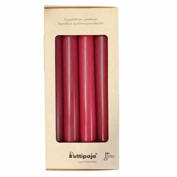 Viininpunaiset kruunukynttilät 4 kpl/pkt - Läpivärjätyt kruunut - 15013-4-13 - 1