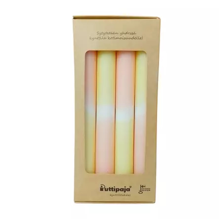 Dip dye kruunukynttilä vaaleankeltainen, aprikoosi 4 kpl - Dip Dye kruunukynttilät - 14013-0306-4 - 1