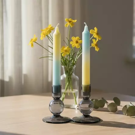 Dip dye kruunukynttilä vaaleankeltainen, vaaleansininen 4 kpl - Dip Dye kruunukynttilät - 14013-0322-4 - 1