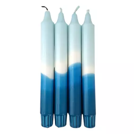 Dip dye kruunukynttilä vaaleansininen, lipunsininen, petrooli 4 kpl - Dip Dye kruunukynttilät - 14013-222139-4 - 2