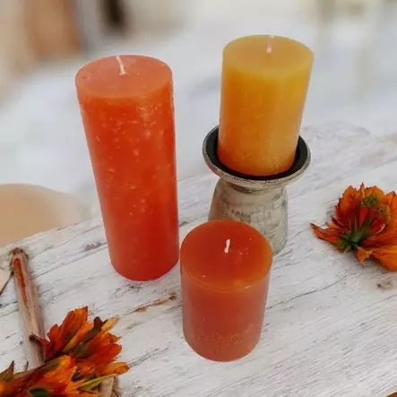 Läpivärjätyt kynttilät lahjapakkauksessa, 3 kpl syyssävyt - Yksiväriset pöytäkynttilät - 85-7934 - 2