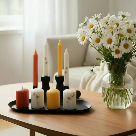 PK paketti 6x8 cm, päivänkakkara - Mietelausekynttilät - 27112-ke-0410-4 - 2