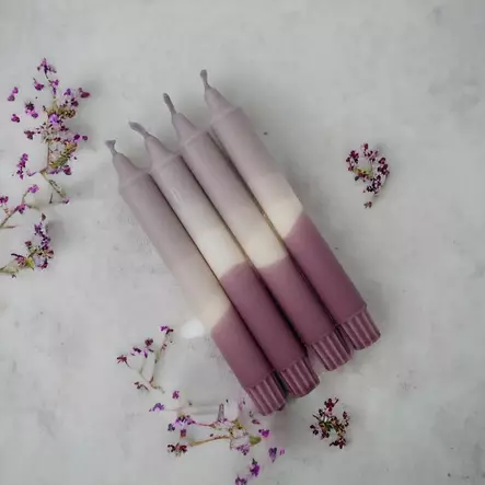 Dip Dye kruunukynttilä laventeli, lila, luumu 4 kpl - Dip Dye kruunukynttilät - 14013-2324-4 - 1