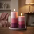 Dip Dye Raidallinen vekkikynttilä Vanharoosa – marjapuuro – luumu - Dip dye -raitakynttilät - 14704v-859224 - 1