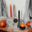 Metallinhohto kruunukynttilä, oranssi, musta 4 kpl/pkt - Metallihohtokynttilät - 19913-1030M-4 - 4