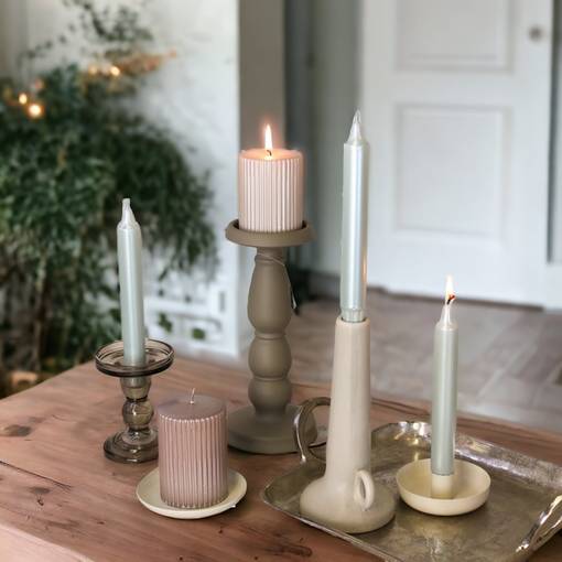 Helmiäishohto kruunukynttilä, vaaleansininen, 4 kpl/pkt - Metallihohtokynttilät - 1991322-4 - 1