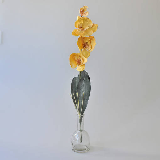 Orkidea lehdillä keltainen - Tekokukat - 36028-04 - 1