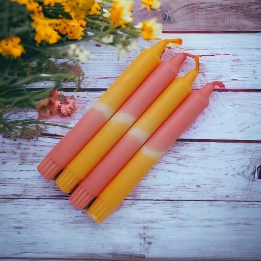 Dip dye kruunukynttilä raparperi, keltainen 4 kpl - Dip Dye kruunukynttilät - 14013-0705-4 - 1