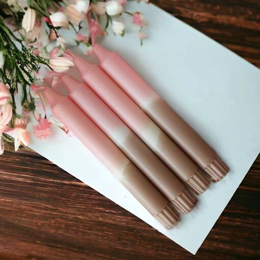 Dip dye kruunukynttilä vaaleanpunainen, kaakao 4kpl - Dip Dye kruunukynttilät - 14013-0826-4 - 1