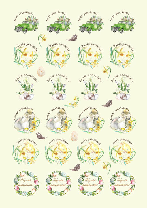 Tarra-arkki pääsiäiseen, keltainen, 40 mm - Pakettikoristeet - 10168-4 - 1